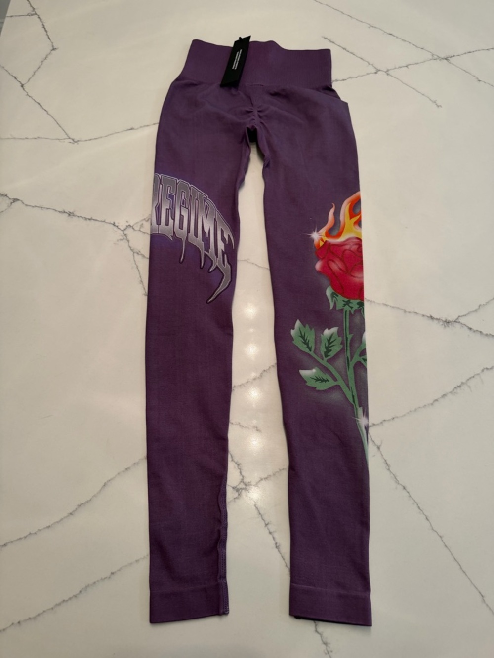 Civil Regime Purple Floral Flame Graphic Leggings